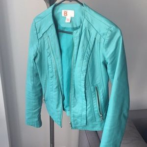 Teal leather jacket